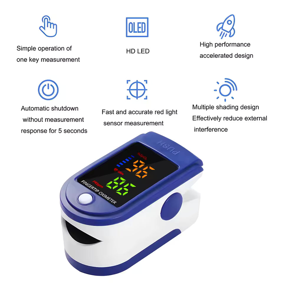 Finger Pulse Oximeter - Blood Oxygen & Heart Rate Monitor