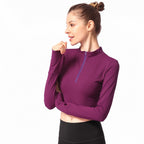 Long Sleeve Skinny Yoga Top Half-Zip Back
