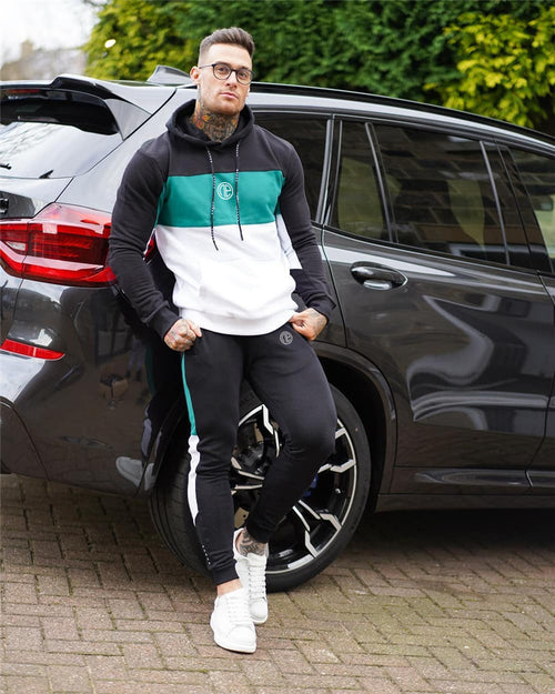 Hooded Tracksuit Set with Contrast Panels, Fitness & Gym Suit - photo 2
