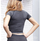 Seamless Jacquard Crop Top Sports Yoga Tee