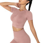 Seamless Knitted Solid Color Chest T-shirt Sports Running Fitness