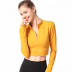 Long Sleeve Skinny Yoga Top Half-Zip Back