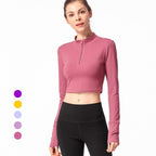 Long Sleeve Skinny Yoga Top Half-Zip Back