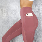 Women's High Waist Pocket Leggings Solid Color