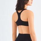 Zip Front Sports Bra Shock Absorption Gather Plus Size Workout Fitness