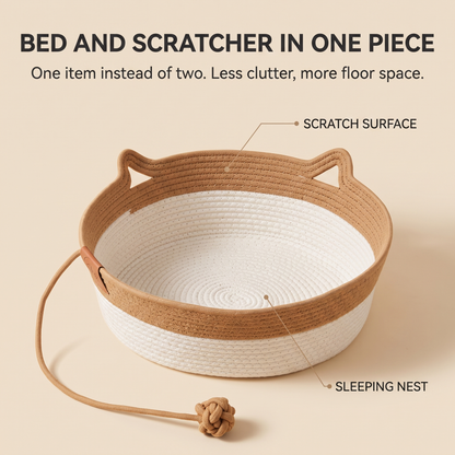 Handwoven Rope Cat Bed & Scratcher