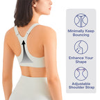 Zip Front Sports Bra Shock Absorption Gather Plus Size Workout Fitness